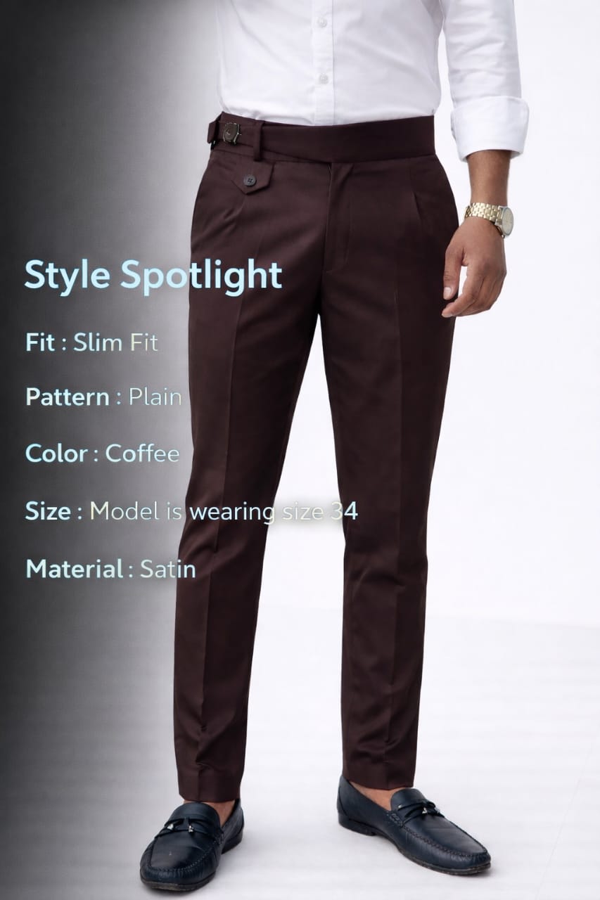 Gorkha Slim Fit coffee Trousers for Men | Premium Formal Wear - Image 4