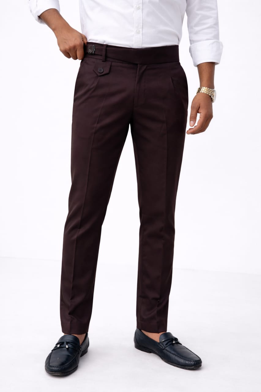 Gorkha Slim Fit coffee Trousers for Men | Premium Formal Wear