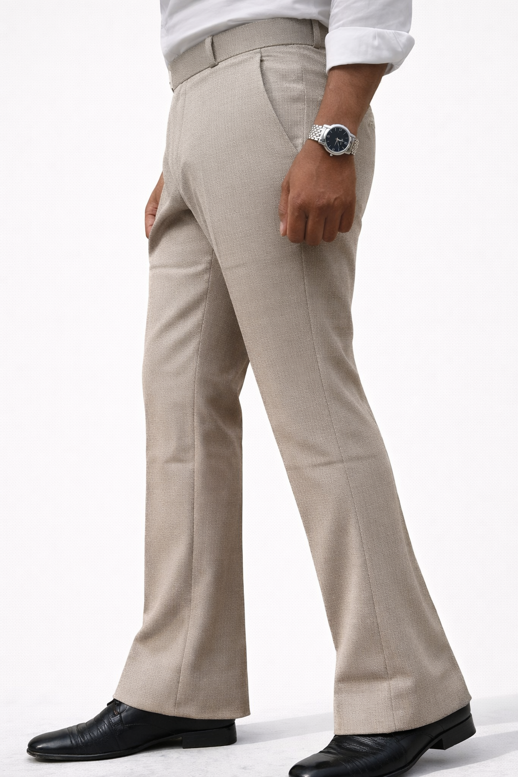 Premium Bootcut beige Trousers for Men - Image 4