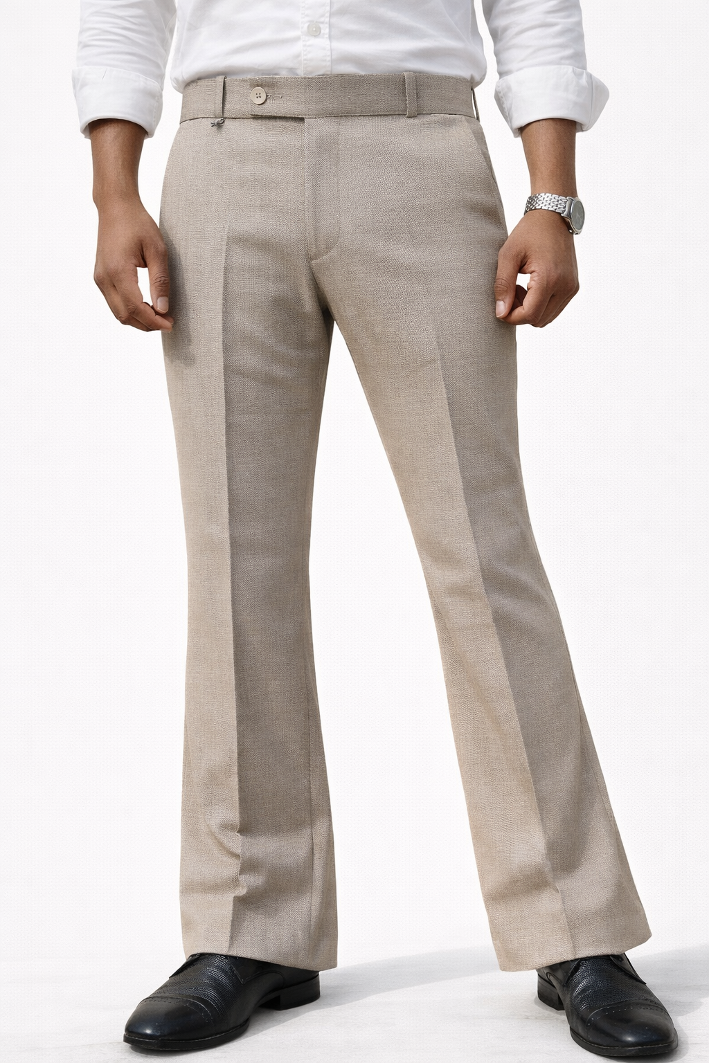Premium Bootcut beige Trousers for Men